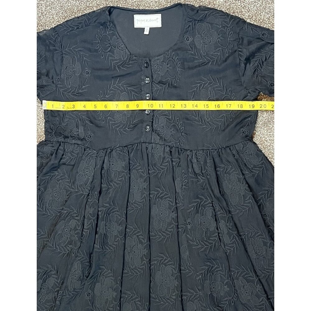 Piper & Scoot Women Ellie Dress Black Small Size Short Sleeves Lace Embroidery - Picture 6 of 13